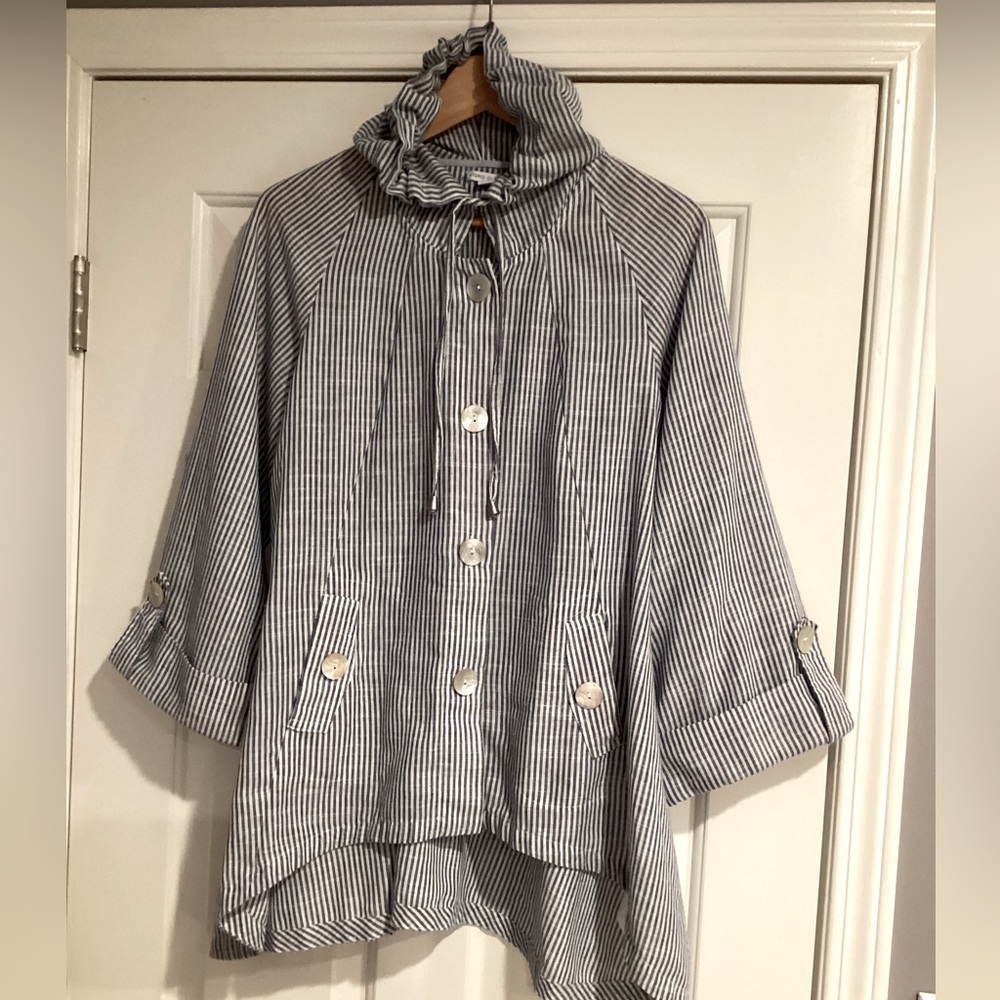 Sigrid Olsen Gray Striped Utility Jacket